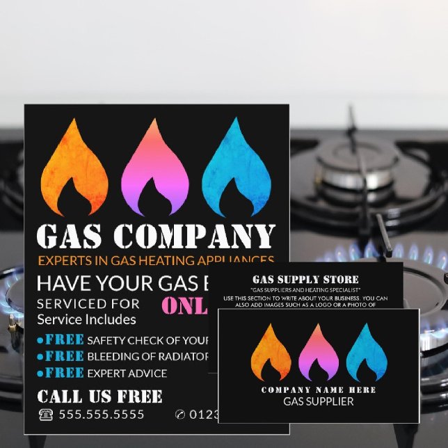 Colourful Flames, Gas Engineer & Supplier Advert Flyer (Creator Uploaded)