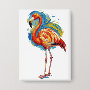 Colourful Flamingo Abstract Brushstroke Bird Art