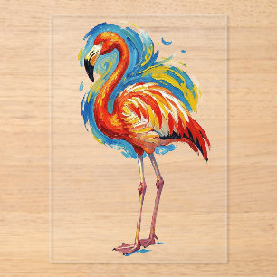 Colourful Flamingo Abstract Brushstroke Bird Art Acrylic Invitations