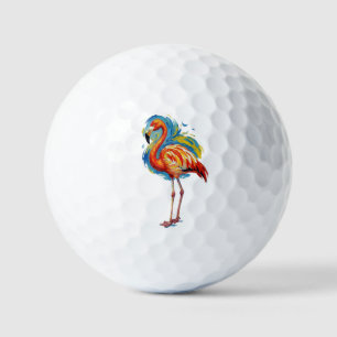 Colourful Flamingo Abstract Brushstroke Bird Art Golf Balls