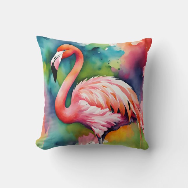 Colourful Flamingo  Cushion (Front)