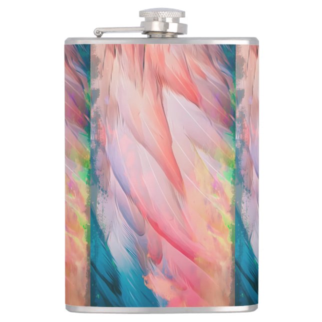 Colourful Flamingo Feathers  Hip Flask (Front)