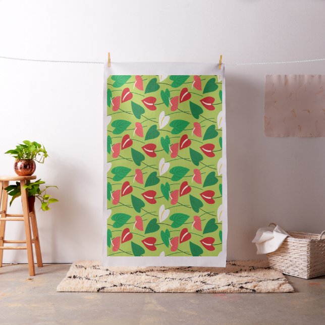 Colourful flamingo flowers pattern fabric (In Situ)