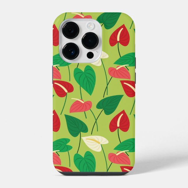Colourful flamingo flowers pattern iPhone case (Back)