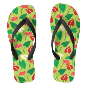 Colourful flamingo flowers pattern jandals