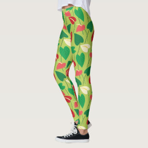 Colourful flamingo flowers pattern leggings