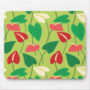 Colourful flamingo flowers pattern mouse pad