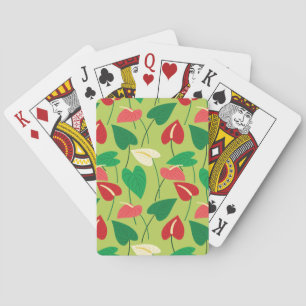 Colourful flamingo flowers pattern playing cards