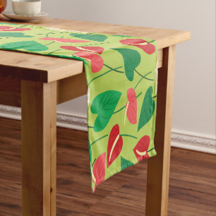 Colourful flamingo flowers pattern short table run runner