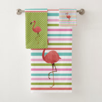 Colourful Flamingo Tropical Stripes Polka Dot
