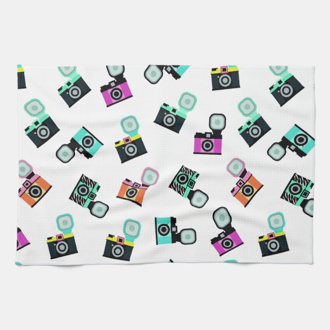 Colourful Flash Camera Drink Placemats Tea Towel (Horizontal)