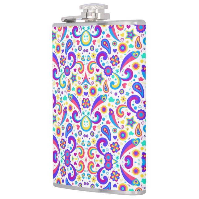 Colourful flask with a vibrant pattern  (Left)