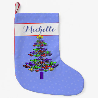 Colourful Fleur de Lis Christmas Tree Small Christmas Stocking