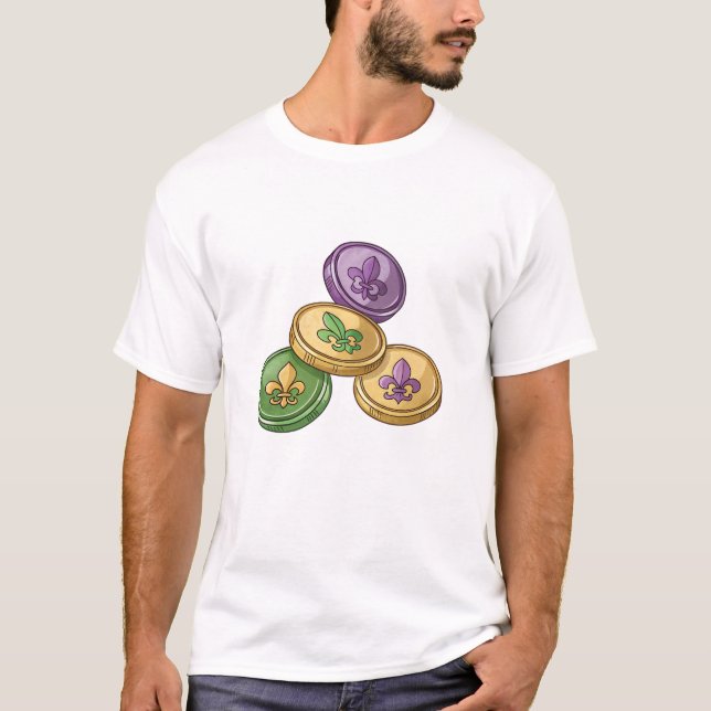 Colourful Fleur-de-Lis Coins T-Shirt (Front)