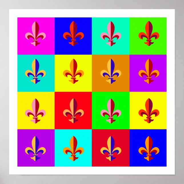 Colourful Fleur-de-lis Poster (Front)