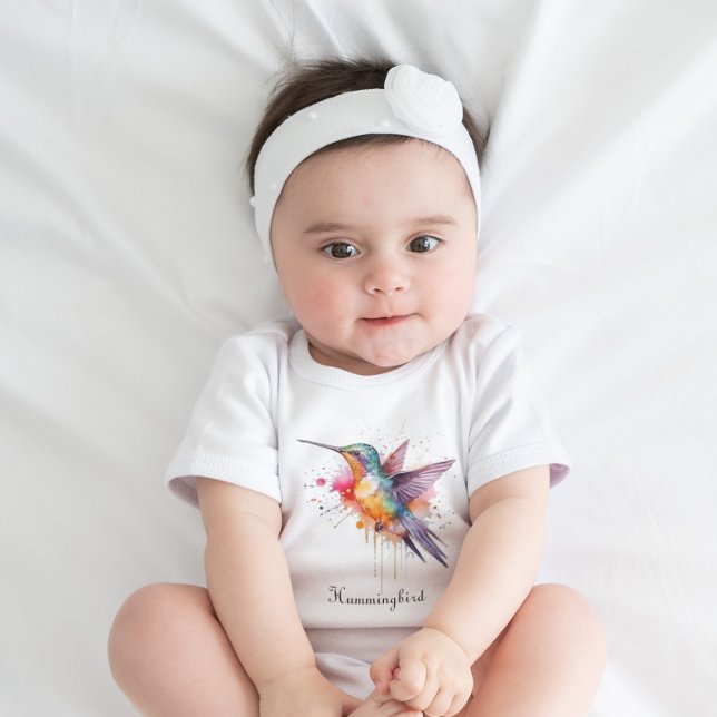 Colourful Flight, watercolor hummingbird custom Baby Bodysuit (Creator Uploaded)