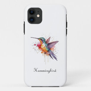 Colourful Flight, watercolor hummingbird custom Case-Mate iPhone Case