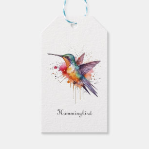 Colourful Flight, watercolor hummingbird custom Gift Tags