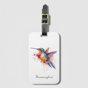Colourful Flight, watercolor hummingbird custom Luggage Tag