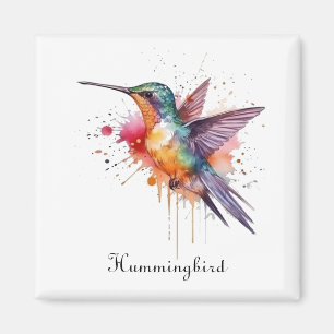 Colourful Flight, watercolor hummingbird custom Magnet