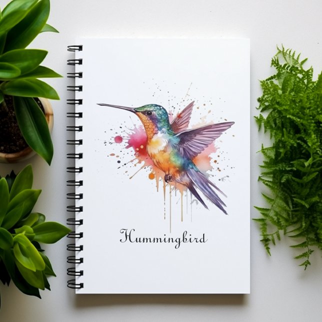 Colourful Flight, watercolor hummingbird custom Notebook (Creator Uploaded)