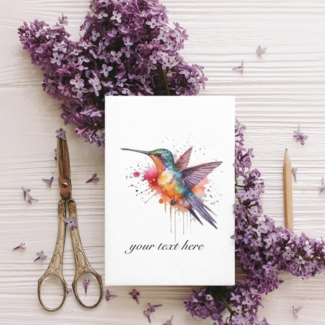 Colourful Flight, watercolor hummingbird custom Postcard (Creator Uploaded)