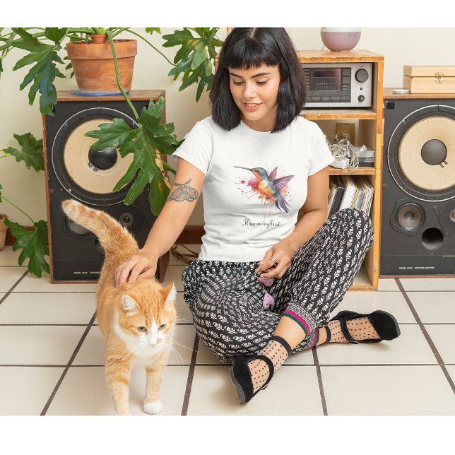 Colourful Flight, watercolor hummingbird custom T-Shirt (Creator Uploaded)