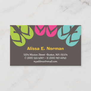 Colourful flip flop sandals tropical personal styl business card