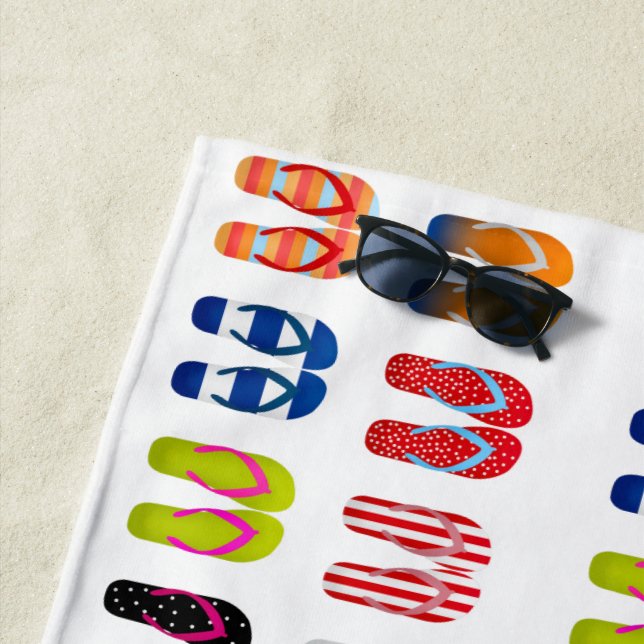 Colourful Flip Flops Design Beach Towel (In Situ)