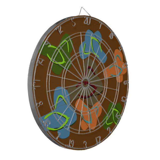 Colourful Flip Flops Vector Art Dartboard (Front Left)
