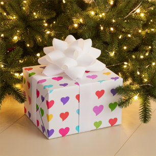 Colourful Flirty Hearts Pattern Wrapping Paper