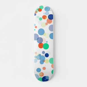 Colourful Floating Modern Polka Dot Pattern Skateboard