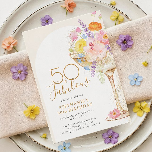 Colourful Floral 50th Birthday Invitation (Creator Uploaded)