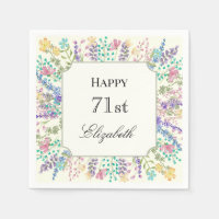 Colourful Floral 71st Birthday Napkin