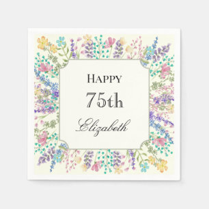 Colourful Floral 75th Birthday Napkin