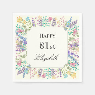 Colourful Floral 81st Birthday Napkin