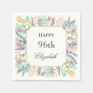 Colourful Floral 96th Birthday Napkin