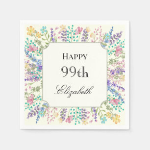 Colourful Floral 99th Birthday Napkin