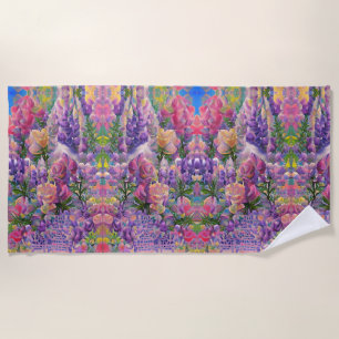 colourful floral abstract design beach towel