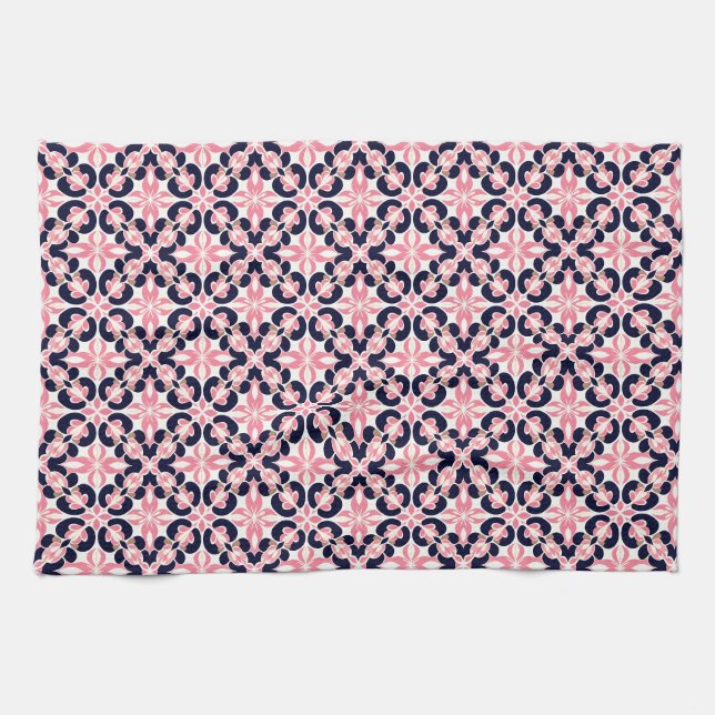 Colourful Floral Abstract Pattern Tea Towel (Horizontal)