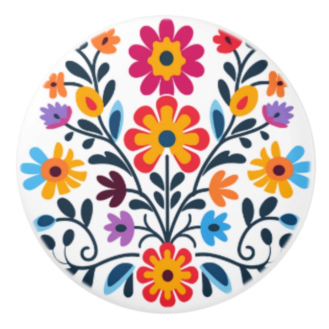 Colourful Floral accent knob (Front)