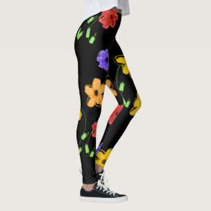 Colourful Floral Accented Leggings