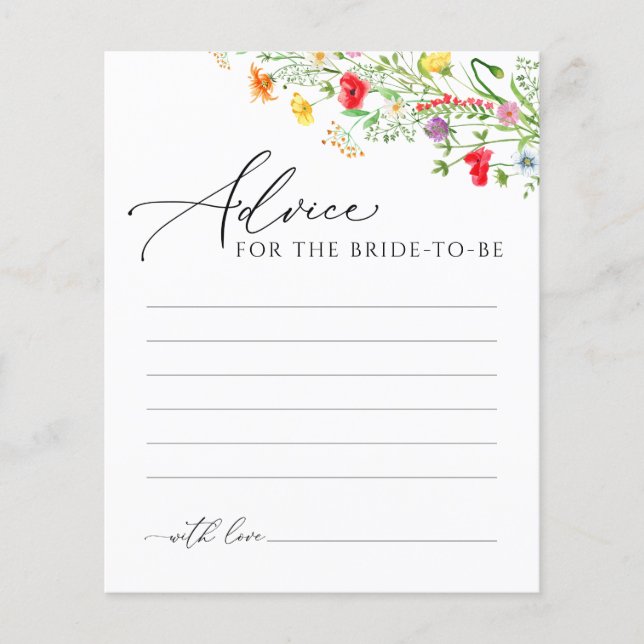 Colourful floral advice to the bride postcard (Front)