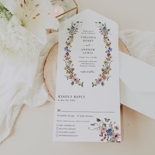 Colourful Floral All In One Invite (Colorful Floral Wedding All In One Invite by Painted Paperie
)
