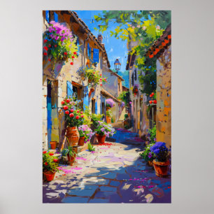 Colourful Floral Alley in Spring Poster