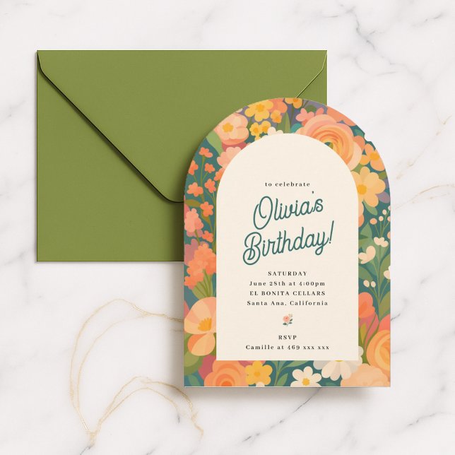 Colourful Floral Arch Birthday Invitation (Creator Uploaded)