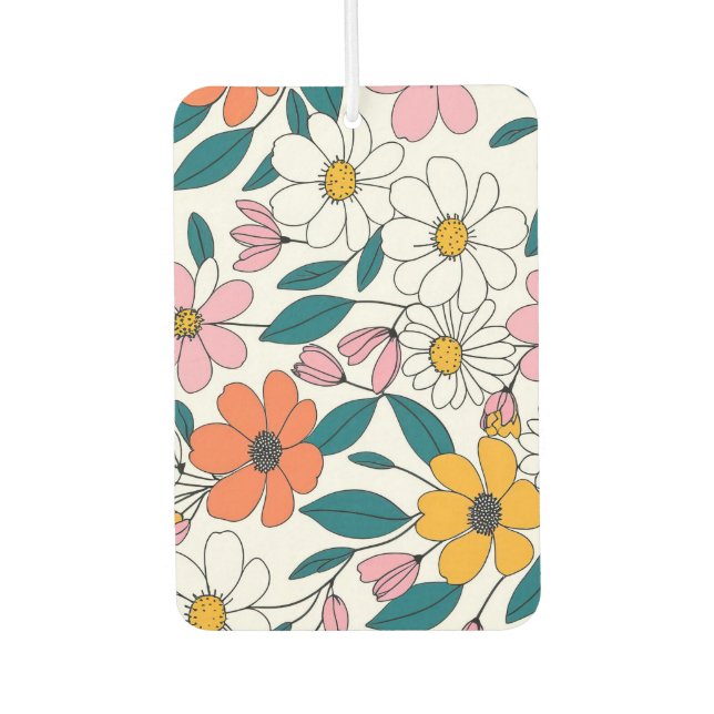 colourful floral art  car air freshener (Front)