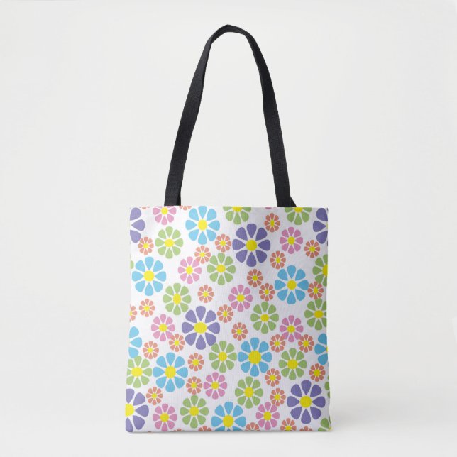 Colourful floral art pattern tote bag (Front)