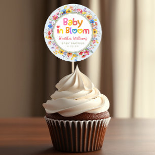 Colourful Floral Baby in Bloom Baby Shower Favour Classic Round Sticker