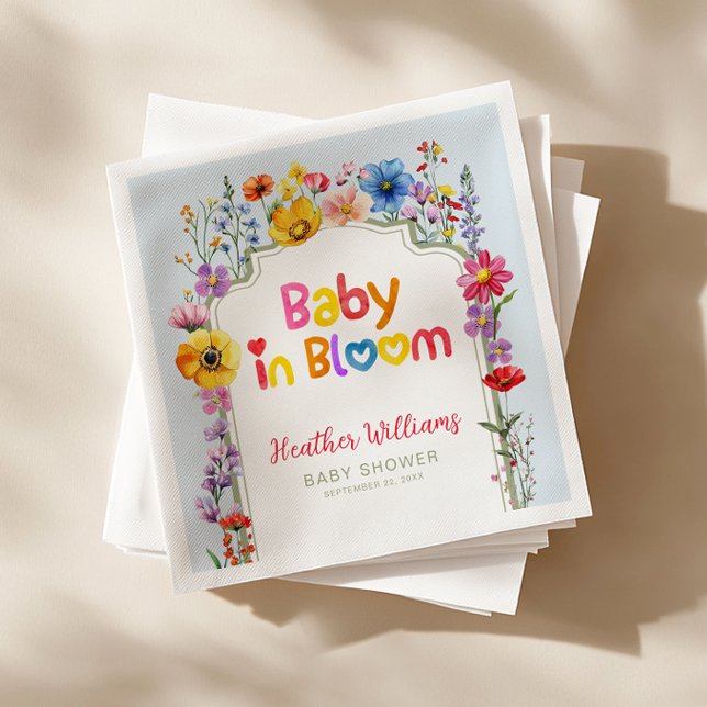 Colourful Floral Baby in Bloom Baby Shower Napkins (Baby In Bloom - Baby Shower Napkins)